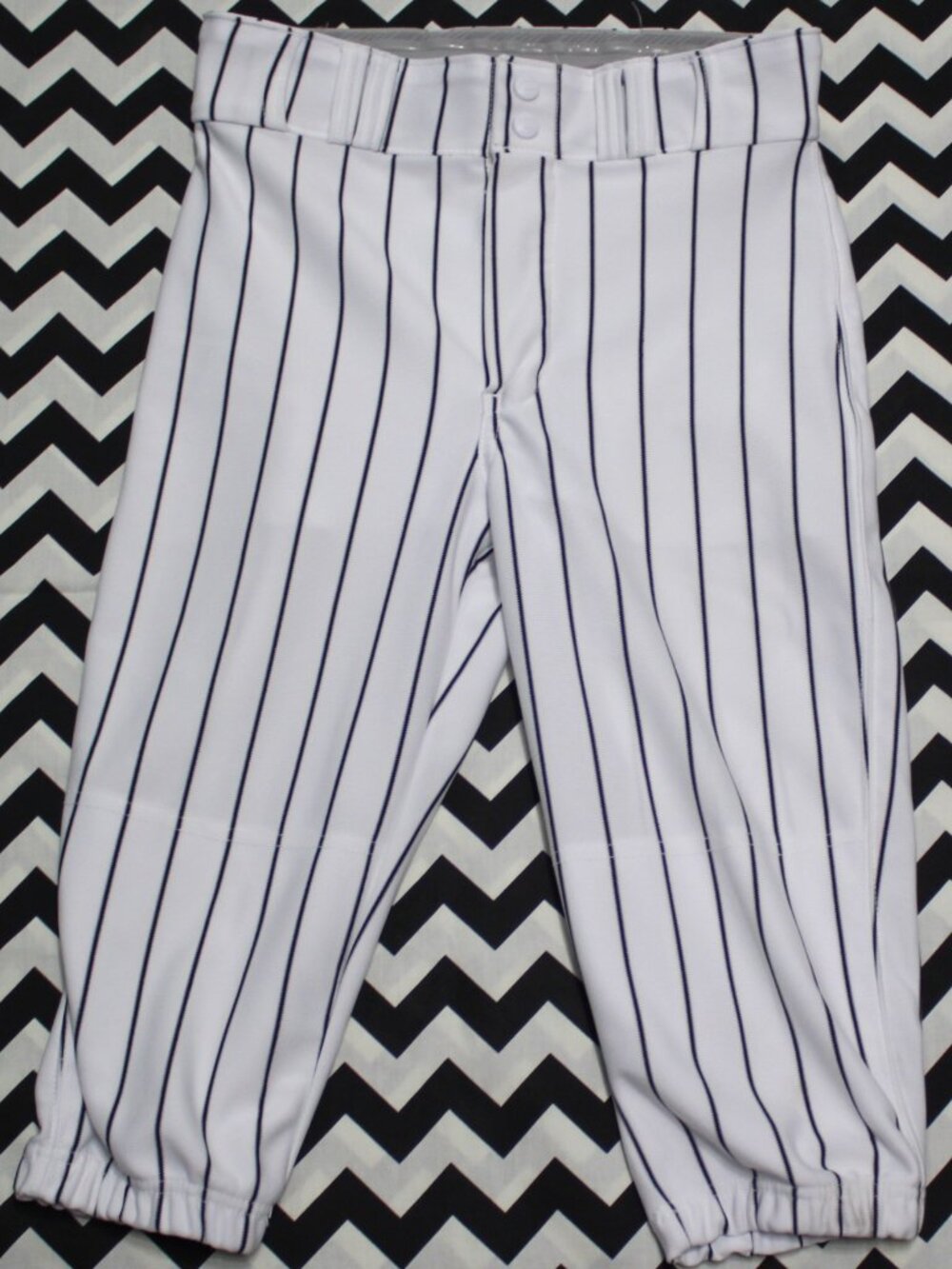 Champro Men's White w/Black Pinstripe Baseball Knickers---Size: Adult Small